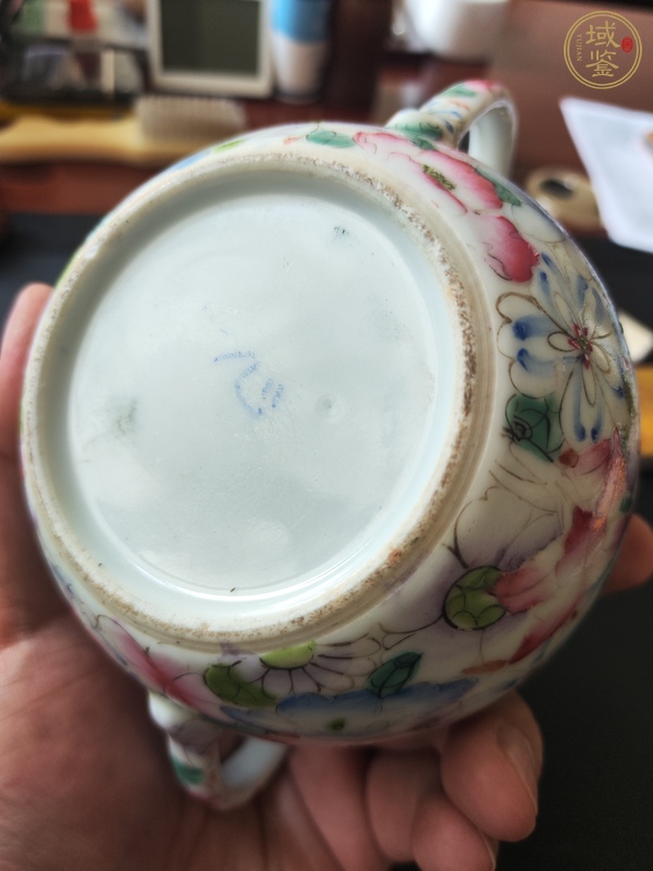 古玩陶瓷民國(guó)細(xì)路粉彩百花壺真品鑒賞圖