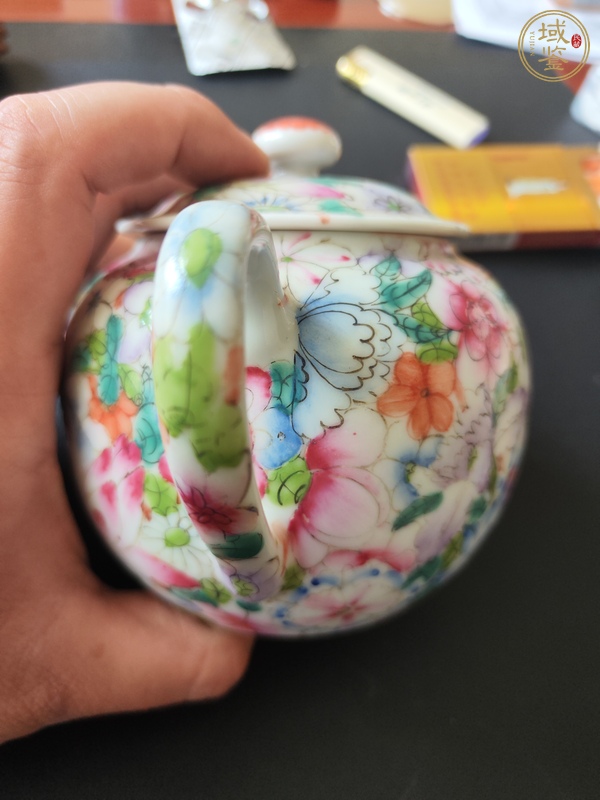 古玩陶瓷民國(guó)細(xì)路粉彩百花壺真品鑒賞圖