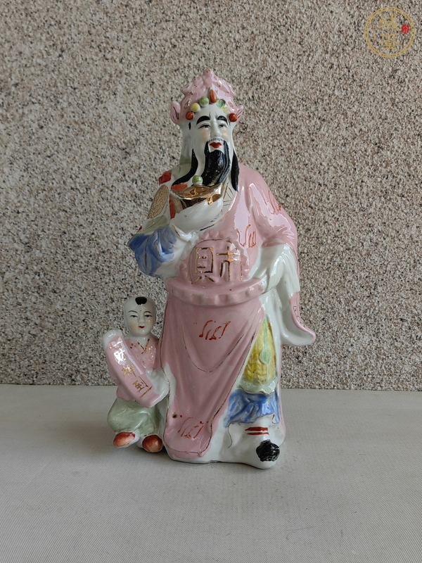 古玩陶瓷粉彩財神造像真品鑒賞圖
