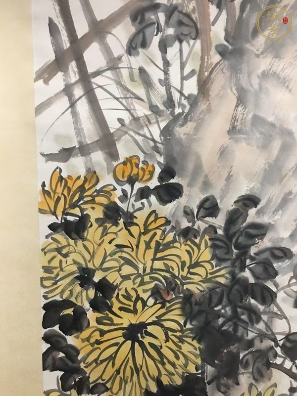 古玩字畫菊石圖真品鑒賞圖