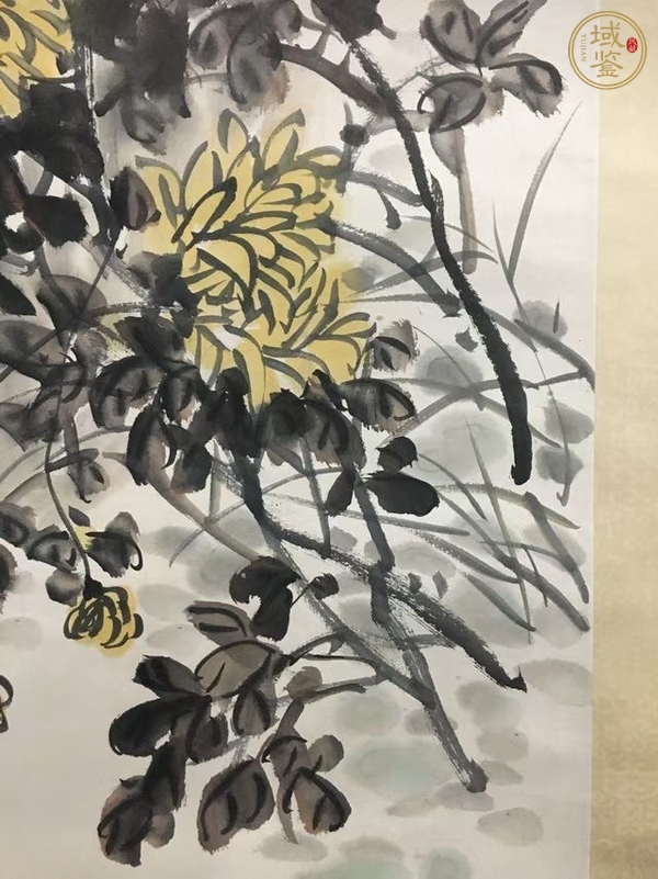 古玩字畫菊石圖真品鑒賞圖