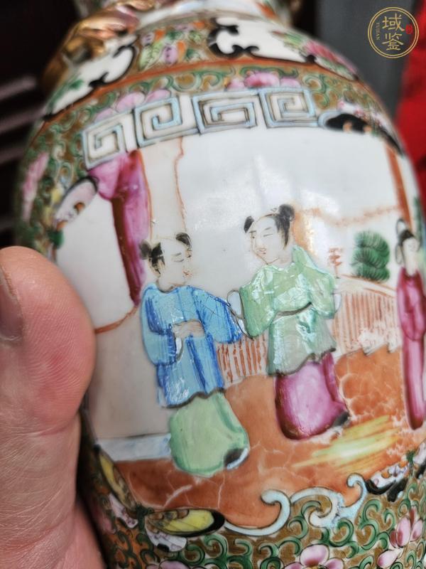 古玩陶瓷廣彩人物故事蓋瓶真品鑒賞圖