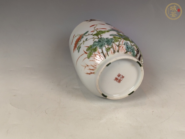古玩陶瓷民國(guó)粉彩花卉鳥(niǎo)紋狀罐真品鑒賞圖