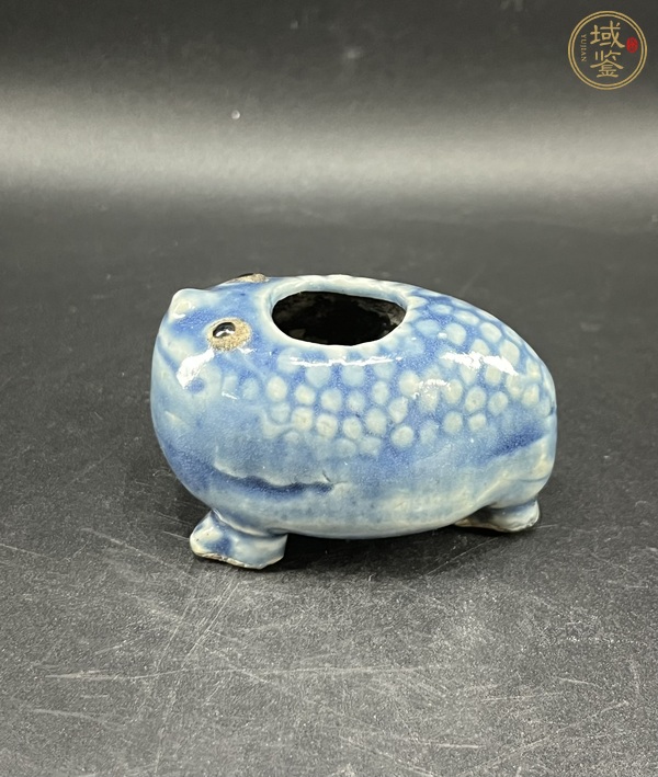 古玩陶瓷藍釉仿生瓷水盂真品鑒賞圖