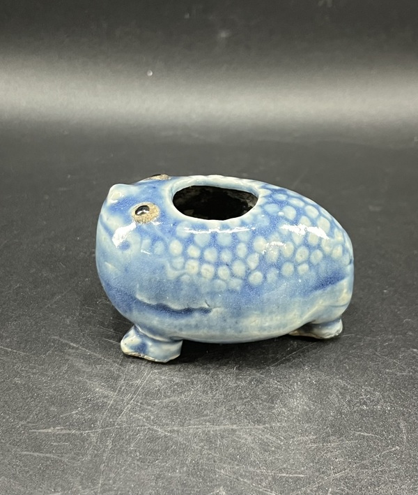 古玩陶瓷藍釉仿生瓷水盂拍賣，當前價格6800元