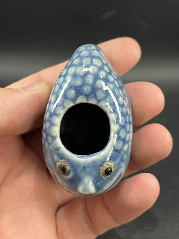 古玩陶瓷藍釉仿生瓷水盂拍賣，當前價格6800元