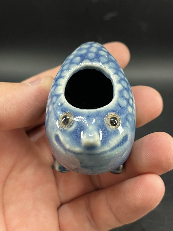 古玩陶瓷藍釉仿生瓷水盂拍賣，當前價格6800元