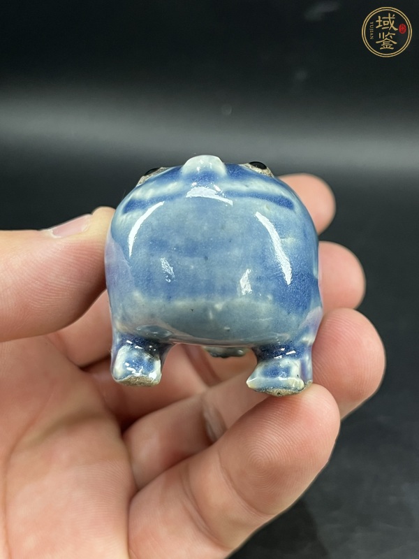 古玩陶瓷藍釉仿生瓷水盂真品鑒賞圖