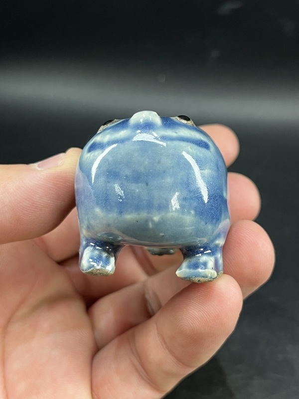 古玩陶瓷藍釉仿生瓷水盂拍賣，當前價格6800元