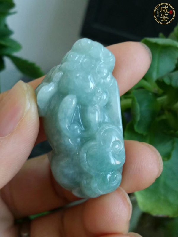 古玩天然翡翠貔貅掛件真品鑒賞圖