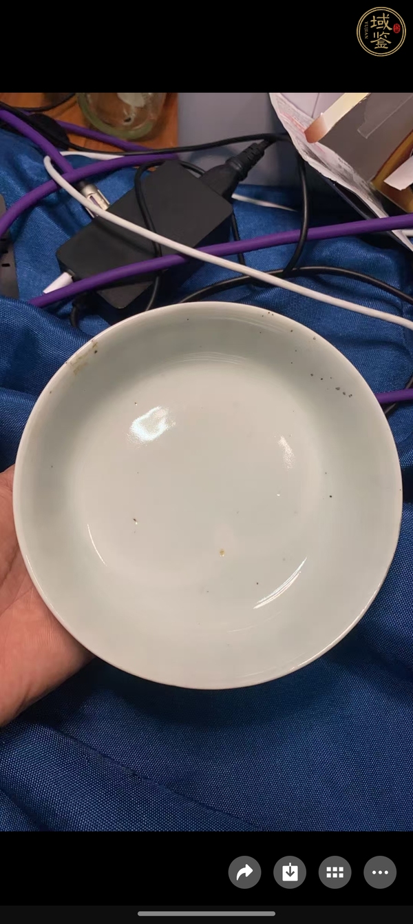 古玩陶瓷晚清青花詩文蓋碗真品鑒賞圖