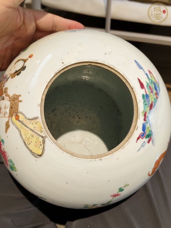古玩三星高照圖粉彩罐真品鑒賞圖
