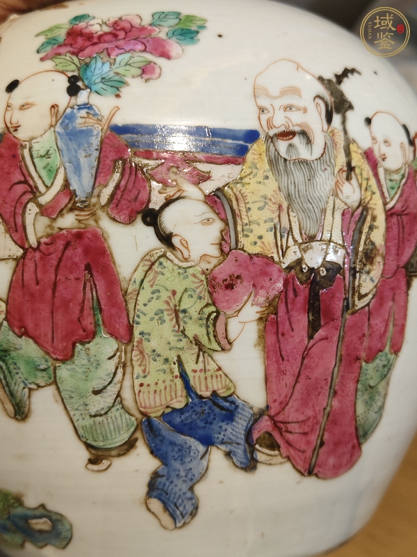 古玩陶瓷三星高照圖粉彩罐真品鑒賞圖