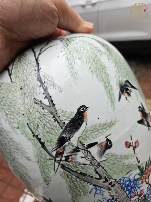 古玩陶瓷粉彩花鳥紋罐真品鑒賞圖
