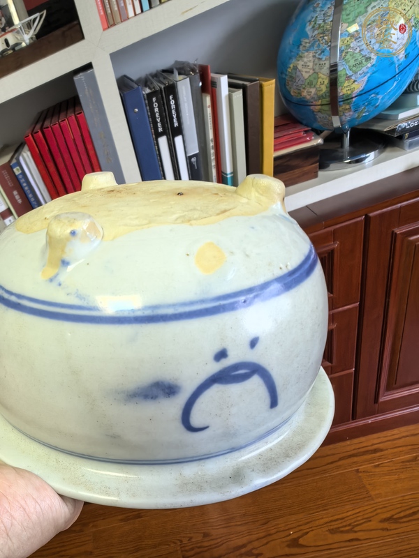 古玩陶瓷青花山水人物紋香爐真品鑒賞圖