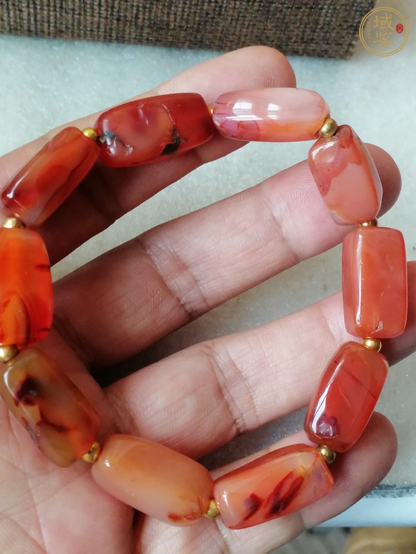古玩玉器天然紅瑪瑙珠串真品鑒賞圖