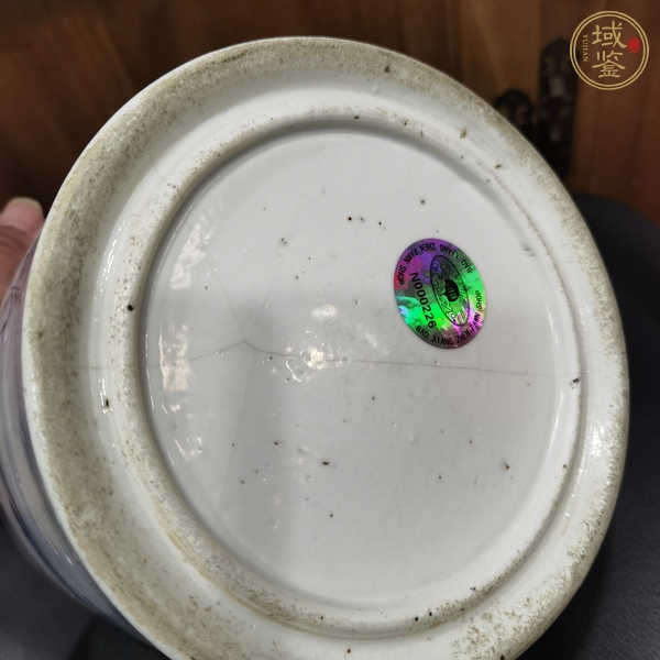 古玩陶瓷清代中期青花漁家樂筆筒真品鑒賞圖