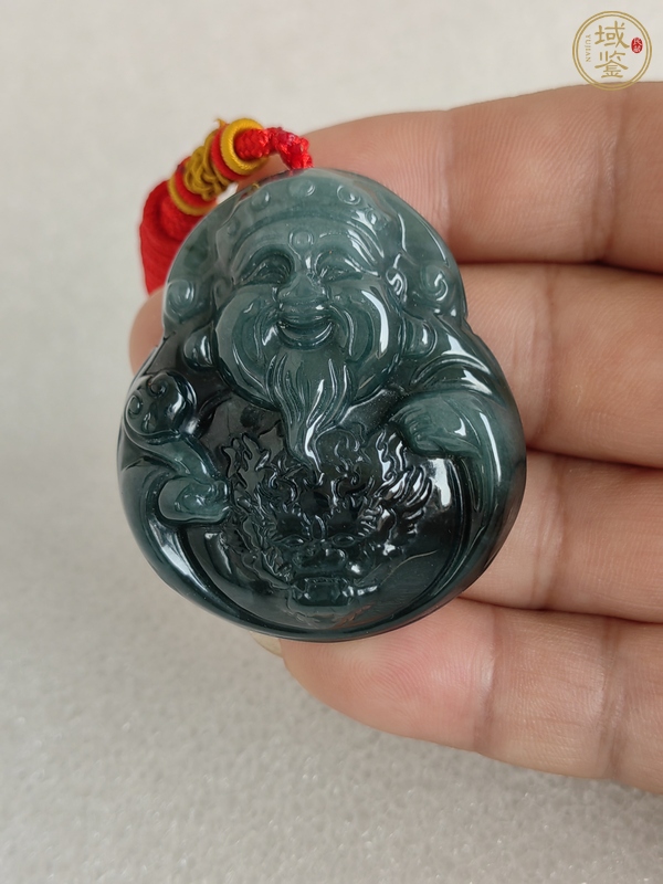 古玩天然翡翠“財神”掛件真品鑒賞圖