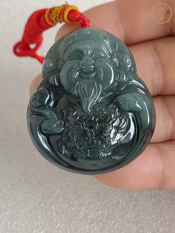 古玩玉器天然翡翠“財神”掛件真品鑒賞圖
