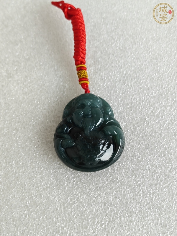 古玩玉器天然翡翠“財神”掛件真品鑒賞圖