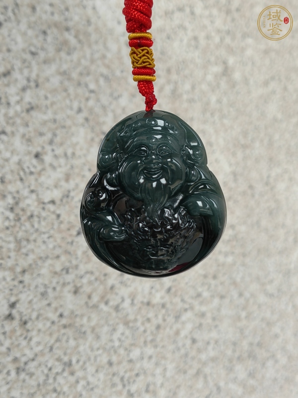 古玩玉器天然翡翠“財神”掛件真品鑒賞圖