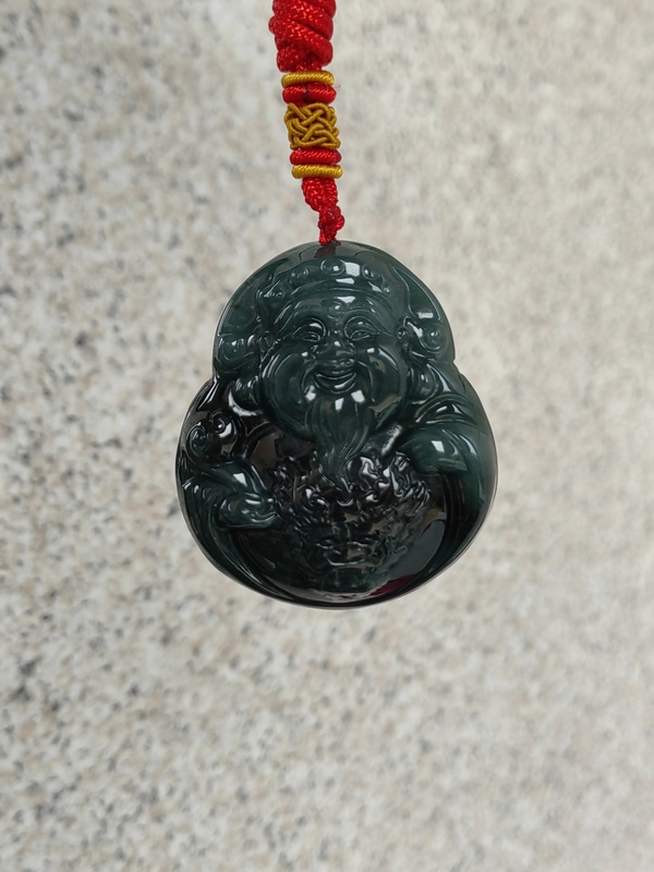 古玩玉器天然翡翠“財(cái)神”掛件拍賣，當(dāng)前價(jià)格398元