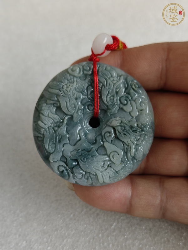 古玩玉器天然翡翠雕“龍紋牌”真品鑒賞圖