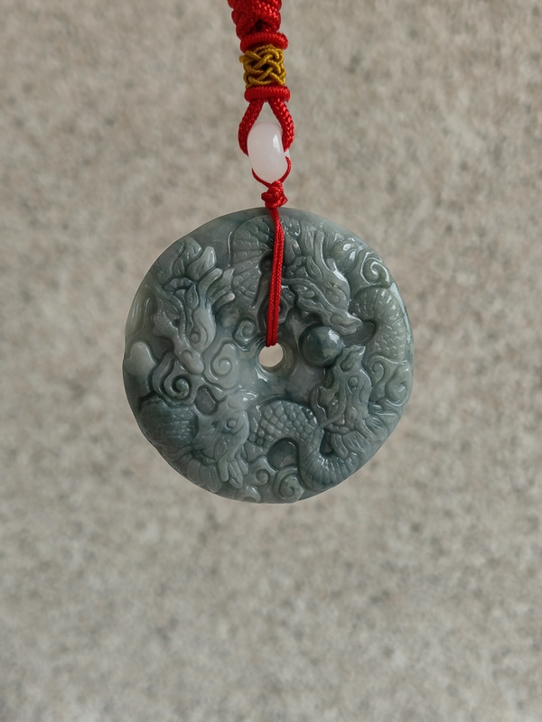 古玩玉器天然翡翠雕“龍紋牌”拍賣，當前價格398元