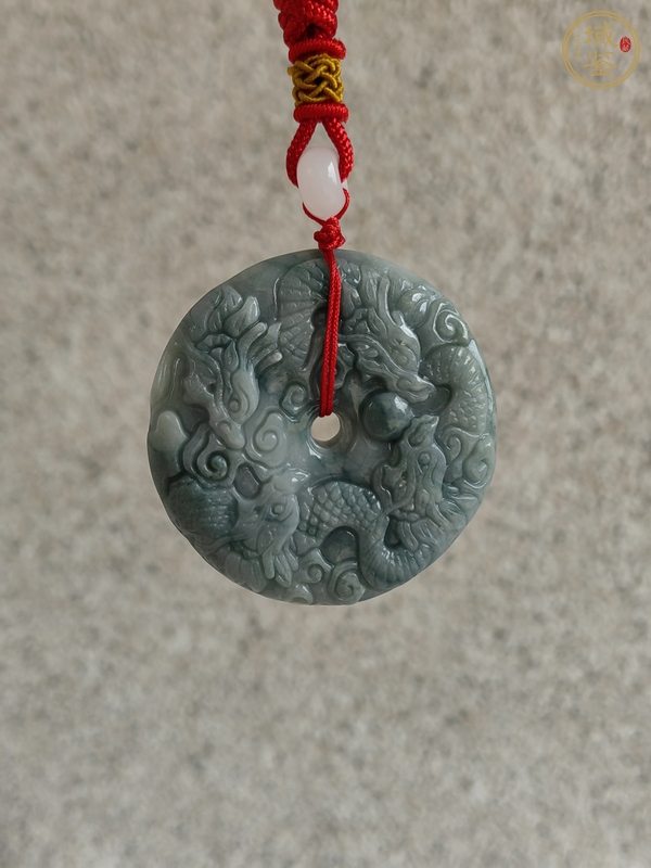 古玩玉器天然翡翠雕“龍紋牌”真品鑒賞圖
