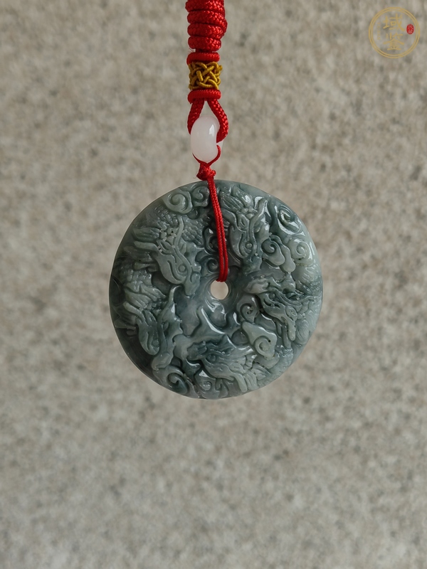 古玩玉器天然翡翠雕“龍紋牌”真品鑒賞圖