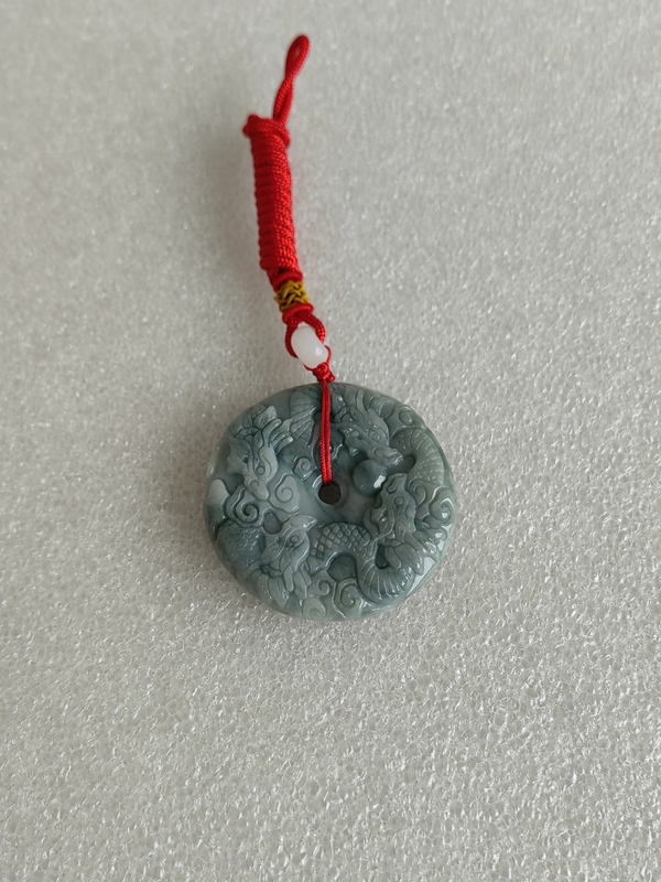 古玩玉器天然翡翠雕“龍紋牌”拍賣，當前價格398元