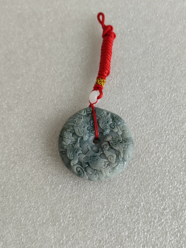 古玩玉器天然翡翠雕“龍紋牌”拍賣，當前價格398元