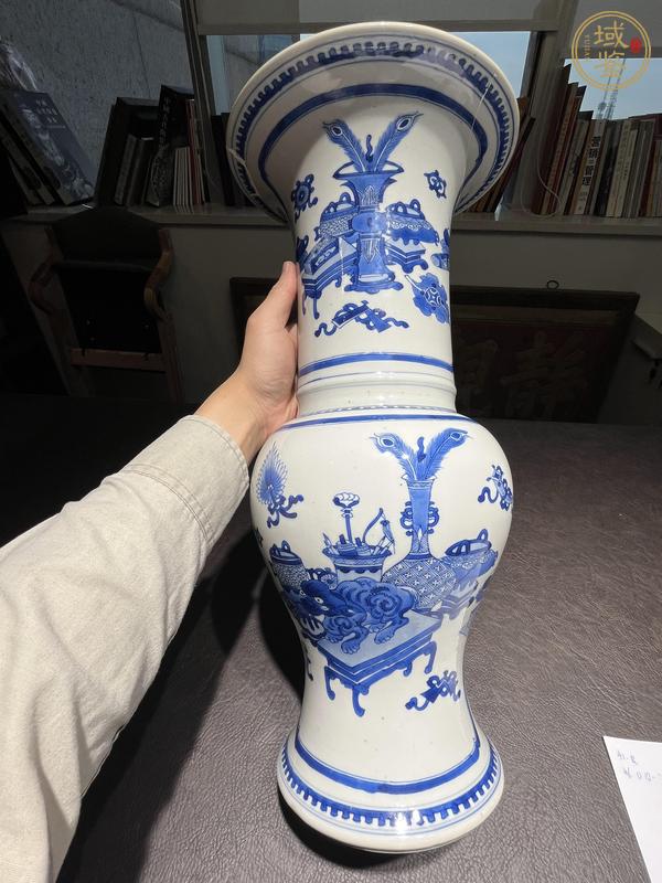 古玩陶瓷青花海水瑞獸圖花觚真品鑒賞圖