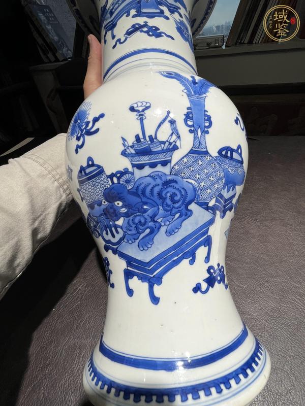 古玩陶瓷青花海水瑞獸圖花觚真品鑒賞圖