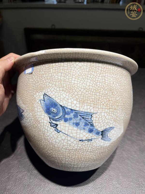 古玩陶瓷哥釉地青花缸真品鑒賞圖