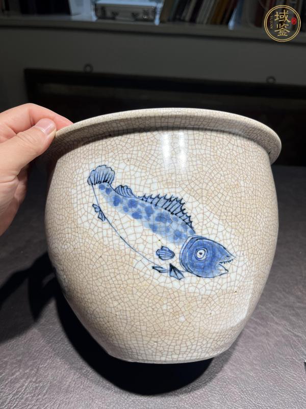 古玩陶瓷哥釉地青花缸真品鑒賞圖