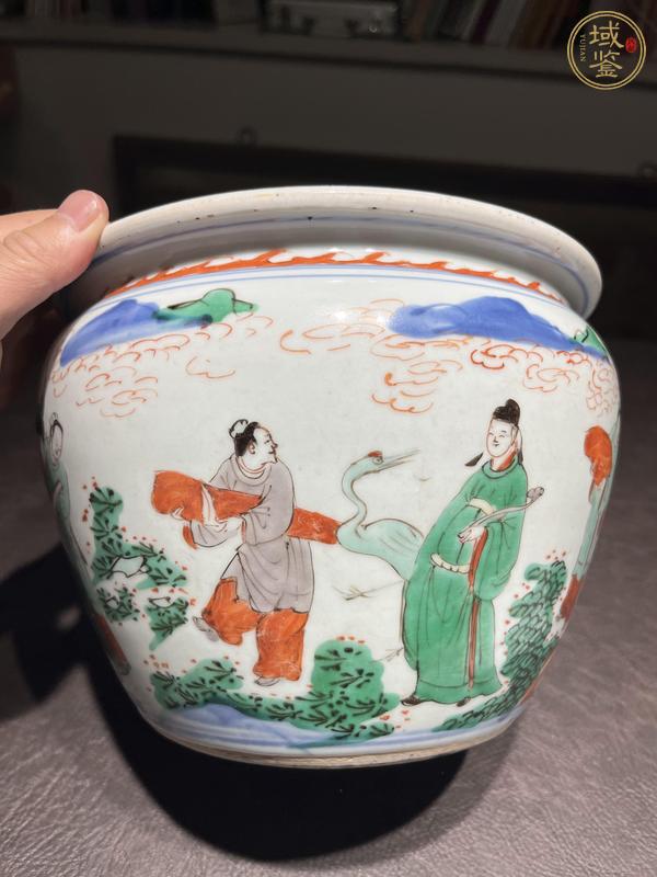 古玩陶瓷青花五彩人物缸真品鑒賞圖
