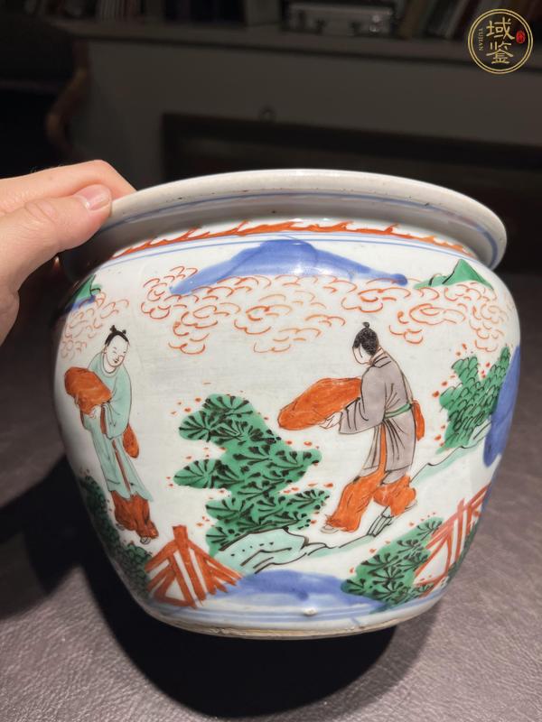 古玩陶瓷青花五彩人物缸真品鑒賞圖