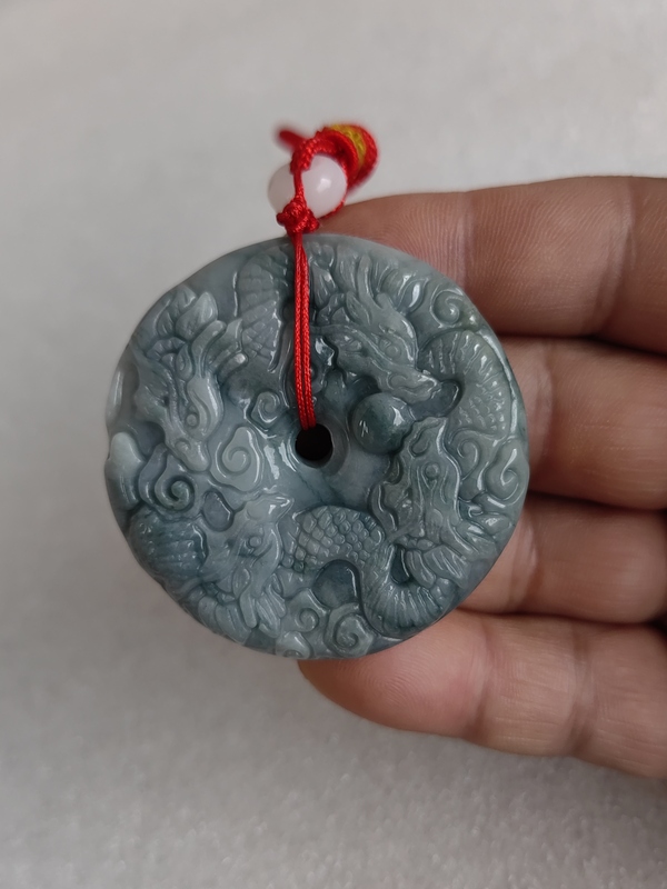 古玩玉器天然翡翠雕“龍紋牌”拍賣，當前價格398元