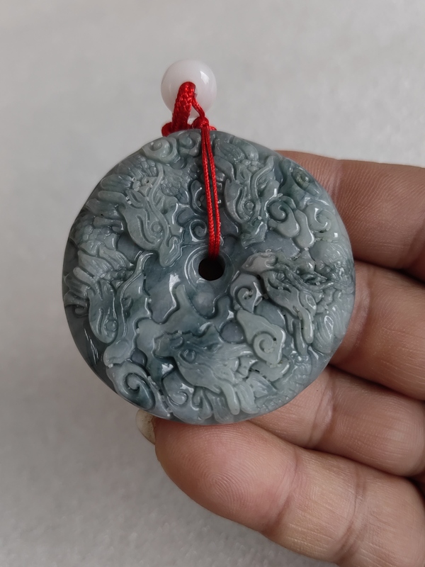 古玩玉器天然翡翠雕“龍紋牌”拍賣，當前價格398元