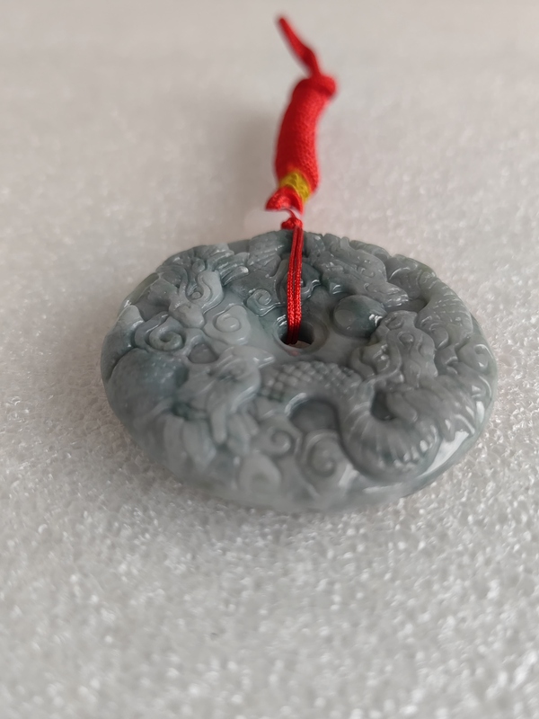 古玩玉器天然翡翠雕“龍紋牌”拍賣，當前價格398元