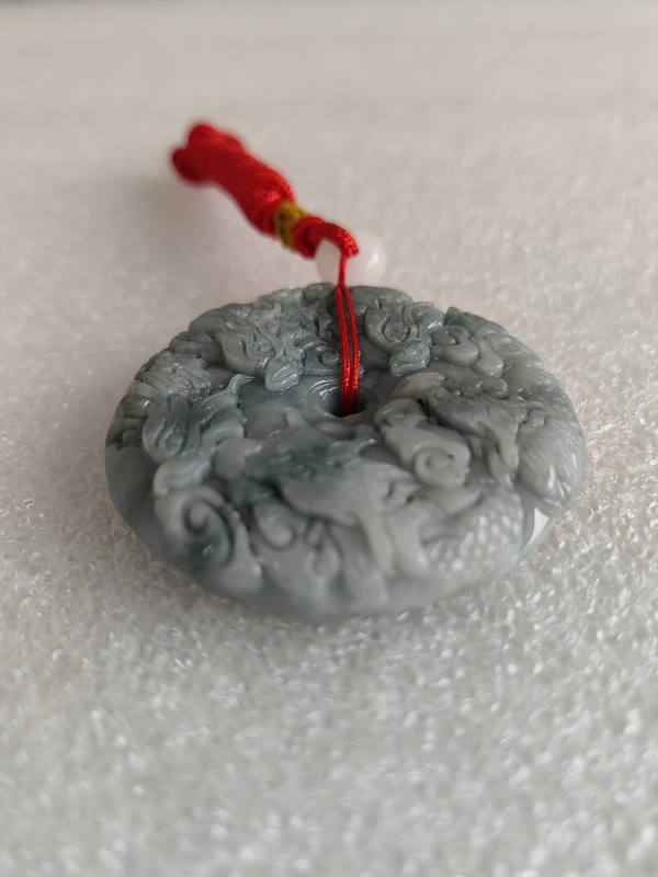 古玩玉器天然翡翠雕“龍紋牌”拍賣，當前價格398元