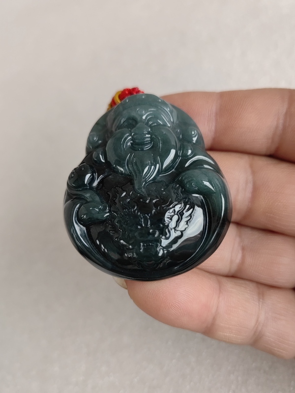 古玩玉器天然翡翠“財(cái)神”掛件拍賣，當(dāng)前價(jià)格398元