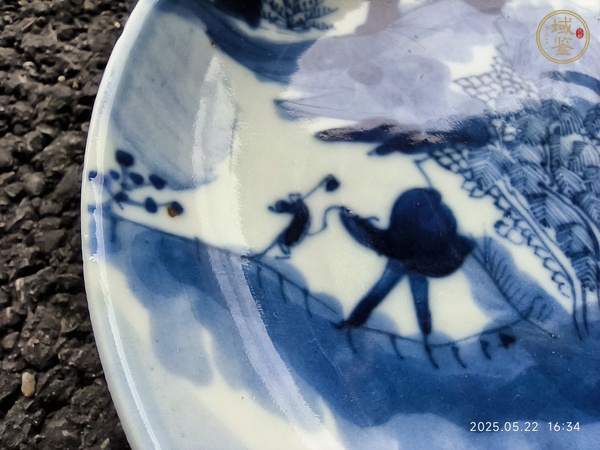 古玩陶瓷青花山水人物故事盤真品鑒賞圖