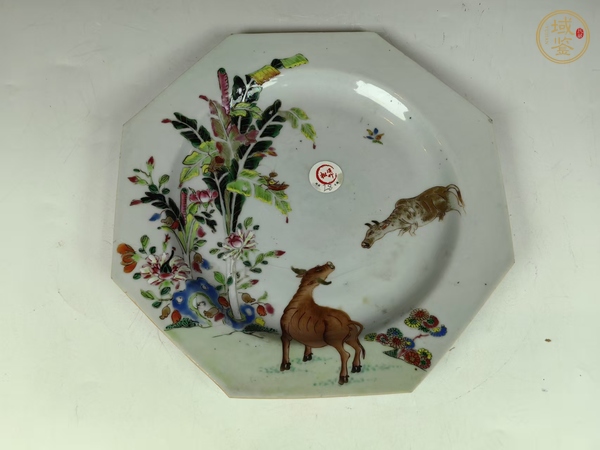 古玩陶瓷清乾隆牧牛圖風(fēng)景粉彩八方賞盤真品鑒賞圖