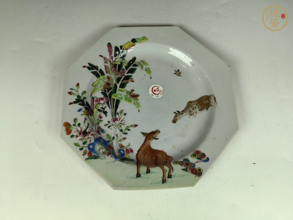 古玩陶瓷清乾隆牧牛圖風(fēng)景粉彩八方賞盤真品鑒賞圖