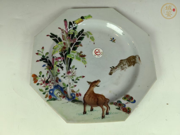 古玩陶瓷清乾隆牧牛圖風(fēng)景粉彩八方賞盤真品鑒賞圖