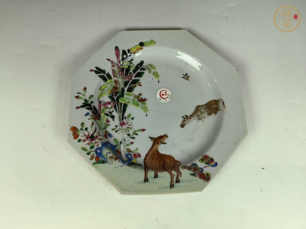 古玩陶瓷清乾隆牧牛圖風(fēng)景粉彩八方賞盤真品鑒賞圖