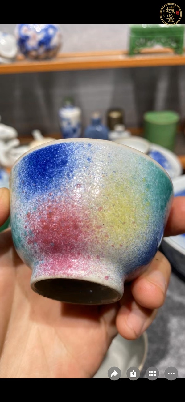 古玩陶瓷桃花冰色釉杯一對真品鑒賞圖