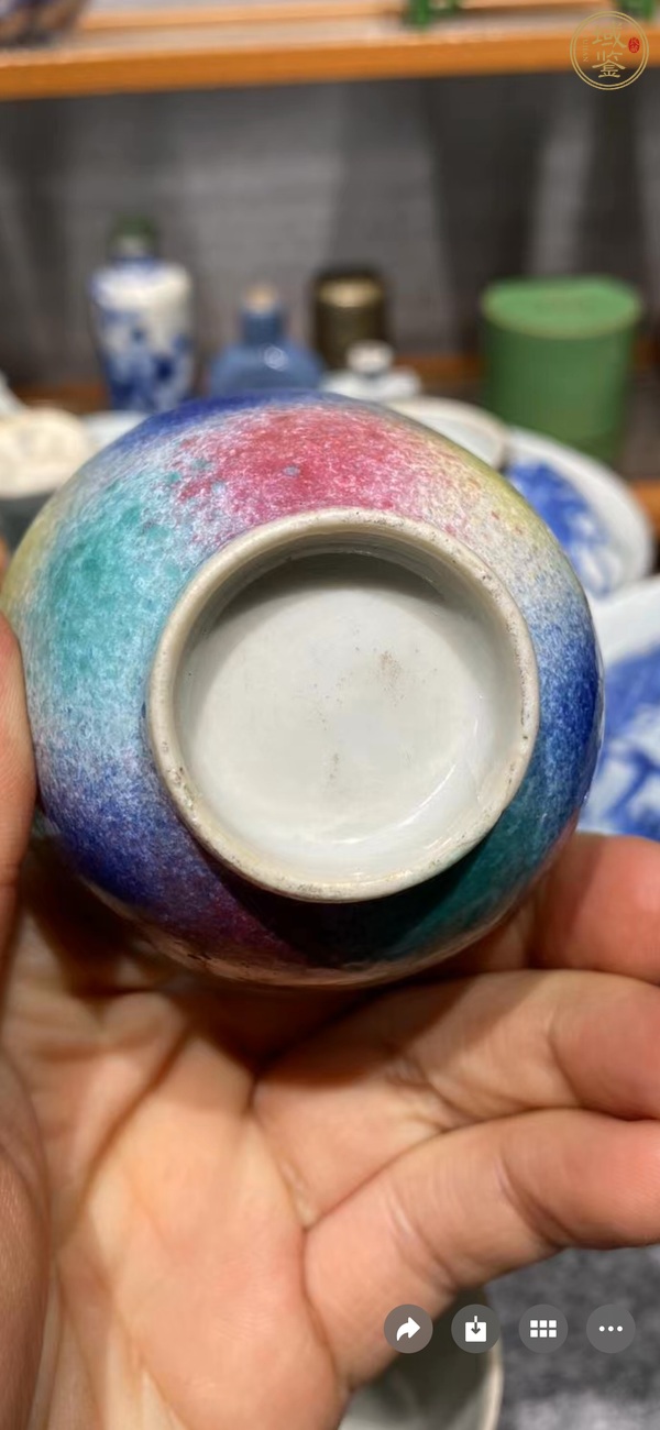 古玩陶瓷桃花冰色釉杯一對真品鑒賞圖